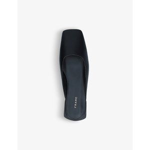 FRAME LE TOWN SQUARE-TOE LEATHER MULES BLACK LEATHER SLIDE SHOES 39.5